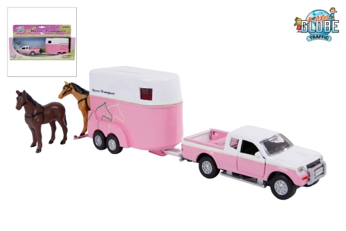Kids Globe Mitsubishi con rimorchio cavallo rosa